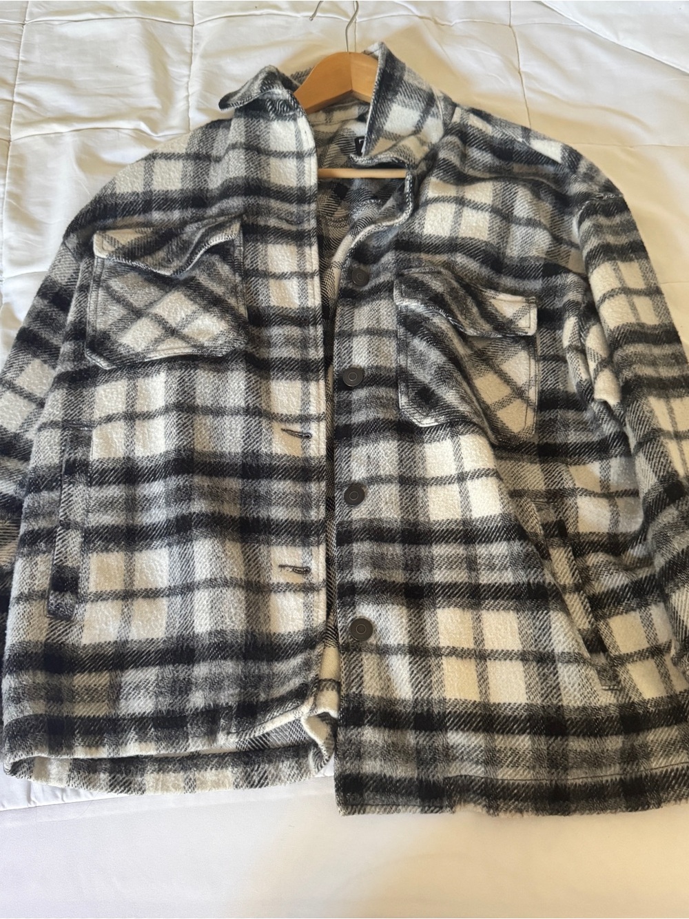 Zara Black and White Plaid Utility Shacket